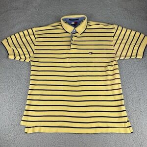 vintage 90s TOMMY‎ HILFIGER polo shirt Large stripe color block pique cotton Y2k